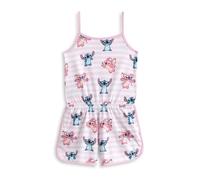 Disney Combinaison rose rayée sans manches Lilo & Stitch pour fille | Tenue d'été mignonne à l'effigie de Stitch et Angel | Taille élastiquée, poches, col rond, tenue décontractée - 9-10 ans