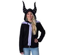 Disney Costume de méchants maléfiques 3D Corns à capuche zippé pour femme, noir, Small