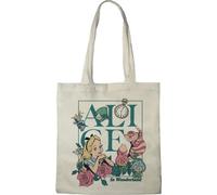 Disney Cotton Division Officiel Alice In Wonderland 100% coton |Réutilisable | Longue poignée | Voyages et achats |Sac fourre-tout 38 * 40 CM, Alice_Beige_2, Taille unique