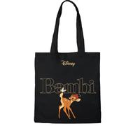 Disney Cotton Division Officiel Bambi imprimés 100% coton |Réutilisable | Longue poignée | Voyages et achats |Sac fourre-tout 38 * 40 CM, Bambi_Black_5, Taille unique