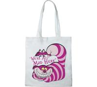 DISNEY Cotton Division Officiel Cheshire Cat imprimés 100% coton |Réutilisable | Longue poignée | Voyages et achats |Sac fourre-tout 38 * 40 CM, Cheshire Cat_White_3, Taille unique