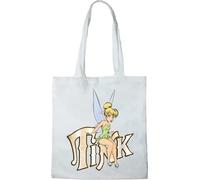 Disney Cotton Division Officiel Fee Clochette 100% coton |Réutilisable | Longue poignée | Voyages et achats |Sac fourre-tout 38 * 40 CM, Tinker Bell_White_2, Taille unique