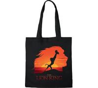 DISNEY Cotton Division Officiel Lion King Caractères imprimés 100% coton |Réutilisable | Longue poignée | Voyages et achats |Sac fourre-tout 38 * 40 CM, Lion King_Black_2, Taille unique