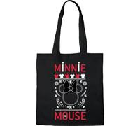 Disney Cotton Division Officiel Minnie Mouse imprimés 100% coton |Réutilisable | Longue poignée | Voyages et achats |Sac fourre-tout 38 * 40 CM, Minnie Mouse_Black_1, Taille unique