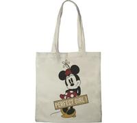DISNEY Cotton Division Officiel Minnie Perfect Girl 100% coton |Réutilisable | Longue poignée | Voyages et achats |Sac fourre-tout 38 * 40 CM, Minnie Perfect Girl_Beige_2, Taille unique