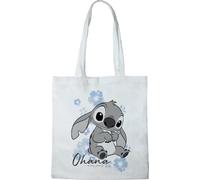 Disney Cotton Division Officiel Stitch imprimés 100% coton |Lavable| Longue poignée | Voyages et achats |Sac fourre-tout 38 * 40 CM, Stitch-White-1, Taille unique