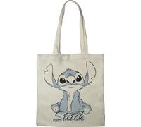 Disney Cotton Division Officiel Stitch imprimés 100% coton |Réutilisable | Longue poignée | Voyages et achats |Sac fourre-tout 38 * 40 CM, Stitch_Beige_6, Taille unique
