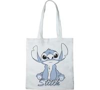 Disney Cotton Division Officiel Stitch imprimés 100% coton |Réutilisable | Longue poignée | Voyages et achats |Sac fourre-tout 38 * 40 CM, Stitch_White_11, Taille unique