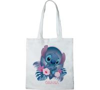 Disney Cotton Division Officiel Stitch imprimés 100% coton |Réutilisable | Longue poignée | Voyages et achats |Sac fourre-tout 38 * 40 CM, Stitch_White_5, Taille unique
