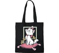 DISNEY Cotton Division Officiel The Aristocats imprimés 100% coton |Réutilisable | Longue poignée | Voyages et achats |Sac fourre-tout 38 * 40 CM, Aristocats_Black_5, Taille unique