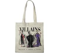 DISNEY Cotton Division Officiel Villains imprimés 100% coton |Réutilisable | Longue poignée | Voyages et achats |Sac fourre-tout 38 * 40 CM, Villains_Beige_11, Taille unique