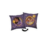 Disney - Coussin carré en polaire "Wish, Asha et la bonne étoile" - Violet/Doré - 35 x 35 cm