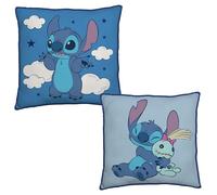 Disney Coussin carré sous Licence Officielle Lilo et Stitch, Coussin Ultra-Doux | Motif réversible « Blue Paradise » | Idéal pour décorer Une Chambre ou Un Salon | 40 x 40 cm