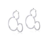 Disney Couture Kingdom Mickey Mouse Cerceau Boucles d'oreilles Créoles Plaqué Or Blanc