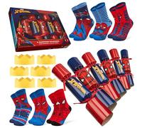 Disney Crackers de Noël Remplis Christmas Crackers Enfant Adulte avec Chaussettes Stitch Mickey Minnie Elsa Spiderman (Rouge/Bleu Spiderman Enfant)