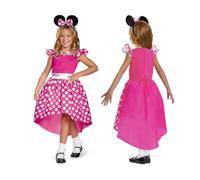 Disguise Officiel Classic Deguisement Minne Fille avec Oreille Minnie, Robe Minnie Mouse Déguisement de Carnaval Mardi Gras Anniversaire Enfant S