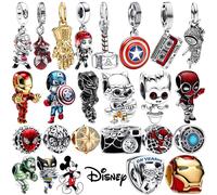 Disney DlY Marvel univers bijoux cadeaux Iron Man Spider-Man balancent breloques perles ajustement Original européen Bracelet en argent collier Z294