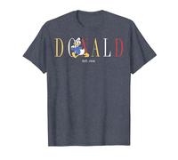 Disney Donald Duck Est. 1934 Donald Colorful Text T-Shirt, Homme, Bleu Chiné, S