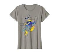 Disney Donald Duck Jumping For Joy Paint Splatter Portrait T-Shirt, Femme, Ardoise, 3XL