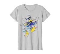 Disney Donald Duck Jumping For Joy Paint Splatter Portrait T-Shirt, Femme, Argent, S
