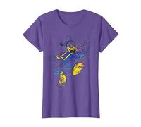 Disney Donald Duck Jumping For Joy Paint Splatter Portrait T-Shirt, Femme, Violet Chiné, 3XL