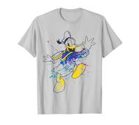 Disney Donald Duck Jumping For Joy Paint Splatter Portrait T-Shirt, Homme, Argent, XXL
