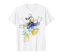 Disney Donald Duck Jumping For Joy Paint Splatter Portrait T-Shirt, Homme, Blanc, L