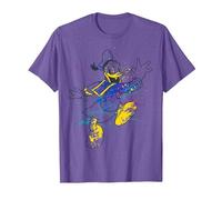 Disney Donald Duck Jumping For Joy Paint Splatter Portrait T-Shirt, Homme, Violet Chiné, XL