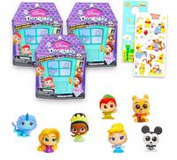 Disney Doorables Ensemble de sacs aveugles - Ensemble avec 3 mini figurines Disney pour enfants, adultes plus autocollants | Série exclusive 6 figurines de princesse à bijoux