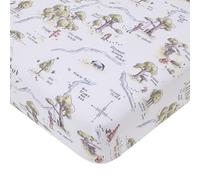 Disney Drap-housse classique Winnie l'ourson sauge, brun clair et blanc, carte des bois de 100 acres super doux pour berceau