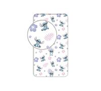 Disney - Drap housse en coton "Lilo & Stitch" - Blanc/Rose - 90 x 200 cm