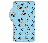 Disney - Drap housse en coton ""Mickey"" - Bleu - 90 x 200 cm