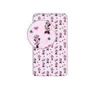 Disney - Drap housse en coton "Minnie : Fleurs" - Rose - 90 x 200 cm