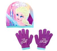 Disney Elsa Chapeau et Gants pour Filles, Ensemble d'hiver pour Enfants, Accessoires d'hiver Reine de Neiges