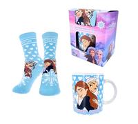 Disney Elsa Tasse et Chaussettes, Tasse en Céramique, Chaussettes en Coton Antidérapantes, Tasse Design Elsa et Anna La Reine des Neiges, Coffret Cadeau pour Filles