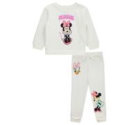 Disney Ensemble classique de pantalons de survêtement à col ras du cou pour filles Minnie & Mickey Mouse et Lilo and Stitch - Ensemble sweat-shirt et pantalon de survêtement à col rond, crème, 4-5 ans