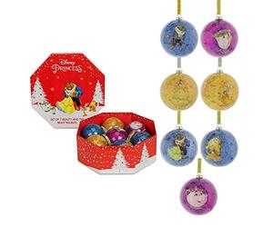 Disney Ensemble de 7 Boules de Noël La Belle et la Bête à suspendre pour sapin de Noël