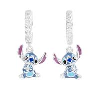 Disney Ensemble de Boucles d'oreilles Créoles en Argent Sterling 925 avec Charms de Pierres pour Filles Lilo et Stitch