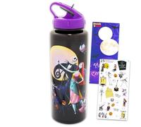 Disney Ensemble de bouteilles d'eau réutilisables en plastique avec bec verseur pour la maison, l'école, le sport et plus encore | Conteneur Jack Skellington