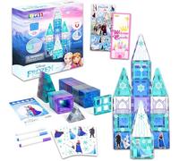 Disney Ensemble de carreaux magnétiques La Reine des Neiges - Ensemble de 68 pièces Disney Steam Building Toy Educatif Plus Autocollants, Plus | Disney Frozen Castle Building Toy Set
