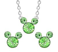 Disney Ensemble de Collier et Boucles d'Oreilles en Laiton pour le Mois de Naissance, avec Mickey Mouse, Laiton