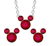 Disney Ensemble de Collier et Boucles d'Oreilles en Laiton pour Mois de Naissance, avec Mickey Mouse, Laiton