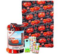 Disney Ensemble de couverture polaire Cars - Ensemble avec couverture douce Lightning McQueen et autocollants, plus pour enfants, adultes, enfants | Couverture polaire douillette Lightning McQueen 127