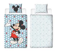 Disney Ensemble de Housse de Couette Simple sous Licence Officielle Mickey Mouse | Modèle Bleu réversible, Comprenant Une taie d'oreiller Assortie | Idéal pour la Chambre d'enfant | Polycoton