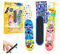 Disney Ensemble de jouets de touche Stitch - Ensemble de planches à roulettes à 3 doigts pour enfants et plus d'autocollants, plus | Skateboards Stitch et Angel Finger pour enfants