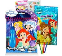 Disney Ensemble de peinture princesse à l'eau pour filles et enfants ~ Livre de luxe sans désordre avec pinceau surprise à l'eau, mini livre de coloriage et autocollants (fournitures de fête