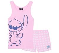 Disney Ensemble de Pyjama avec Camisole et Short Fille - Cadeau Stitch Fille (Rose, 11-12 Ans)