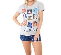 Disney Ensemble de Pyjama Court pour Femme Pixar Toy Story Finding Nemo The Incredibles Gris Large