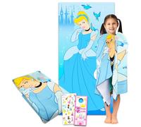 Disney Ensemble de serviettes de bain Cendrillon pour filles - Ensemble de serviette de plage géante Cendrillon de 68,6 x 137,2 cm avec autocollants, plus | Décoration de salle de bain Cendrillon pour