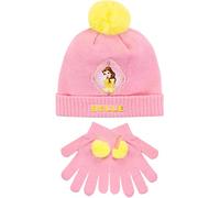 Disney Ensemble d'hiver bonnet et gants pour enfants Belle Rose Taille Unique